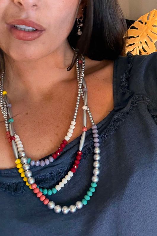 Laundry B Free Spirit Fiesta Bead Necklace and Earring Set Silver